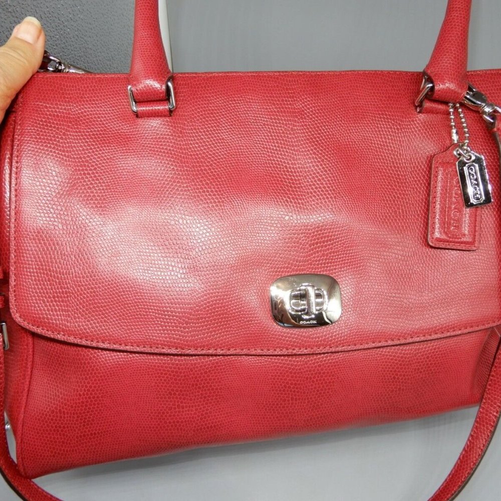 COACH Leather bag 23572 XL RED LIZARD Pinnacle Harper tote bag satchel
